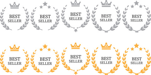 Premium Golden Laurel Wreath Badge Set – Best Seller Elegant Quality Labels & Award Emblems.