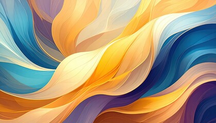Obraz premium Flowing abstract waves of colorful patterns digital artwork studio setting vibrant environment top-down view visual serenity