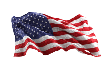 Waving American Flag on Transparent Background, PNG