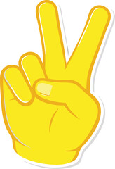 Yellow hand making peace sign vector illustration