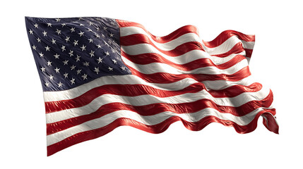 Waving American Flag on Transparent Background, PNG