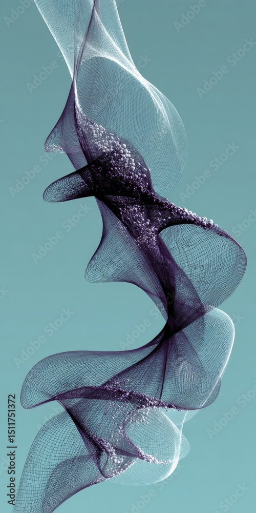 Poster abstract purple fluid dynamic flow with delicate gentle waves and soft gradient background.