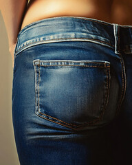 Closeup of Dark Wash Jeans Back Pocket