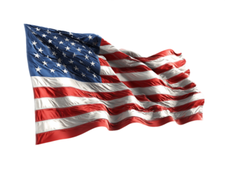 Waving American Flag on Transparent Background, PNG