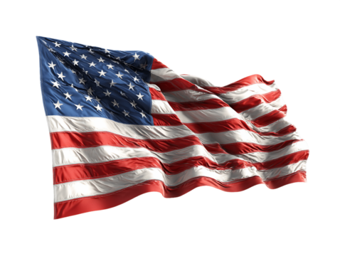 Waving American Flag on Transparent Background, PNG