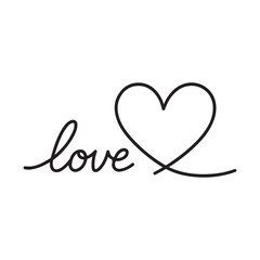 Continuous line art love design for valentines day