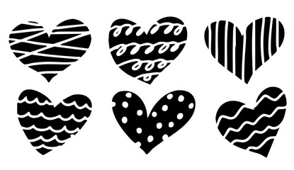 かわいいデザインのハートのイラストセット 黒