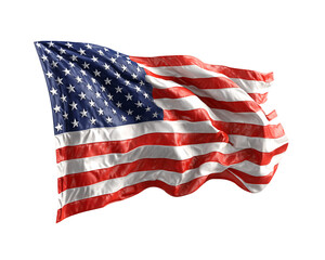 Fototapeta premium Waving American Flag on Transparent Background, PNG