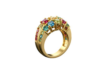 Multicolored Gemstone Gold Ring A Detailed Closeup