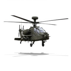 Fototapeta premium Military apache helicopter isolated on transparent background for graphic design, war simulations, and educational materials.