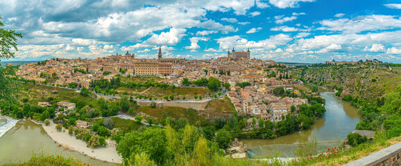 Panorama view of Toledo city skyline, cityscape of  Spain