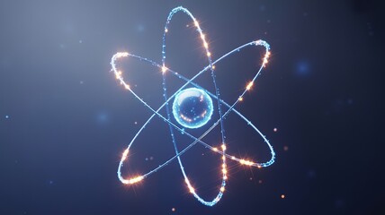 Stunning 3D Atom Model with Glowing Orbits