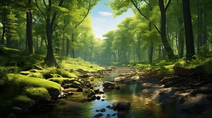 Obraz premium Wide view of green forests and nature. 