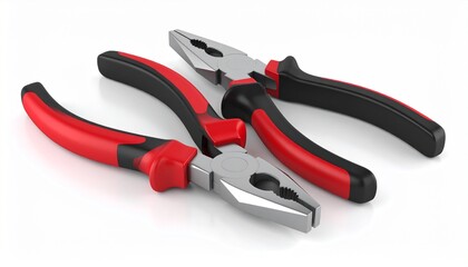 Pliers red and black color isolated on white background