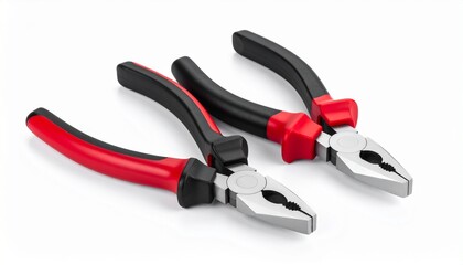 Pliers red and black color isolated on white background