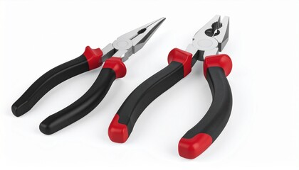 Obraz premium Pliers red and black color isolated on white background