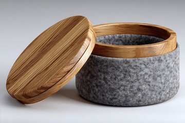 Functional felt and wood storage high resolution photo