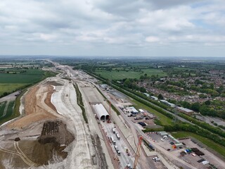 HS2 under construction high speed railway Wendover  Buckinghamshire, UK aerial .