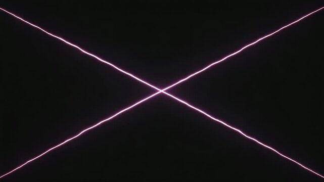 Two strikes of vivid purple lightning extend from opposite corners, meeting in the center against a dark background.lightning