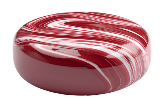 Abstract red and white fluid flow pattern on a smooth rounded surface design