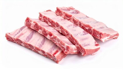 Raw pork spare ribs isolated on white background