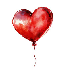 Valentines Day Heart Balloon, watercolor painting vector, high quality, isolated on a white background.