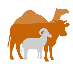 flat vector of sacrificial animals for eid al adha