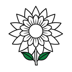 Sunflower Line Art Vector Icon on whine