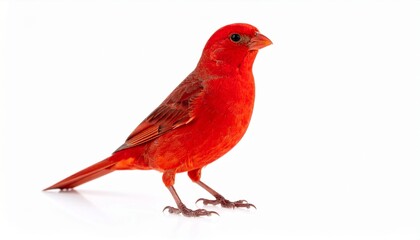 Red canary serinus canaria isolated on white background