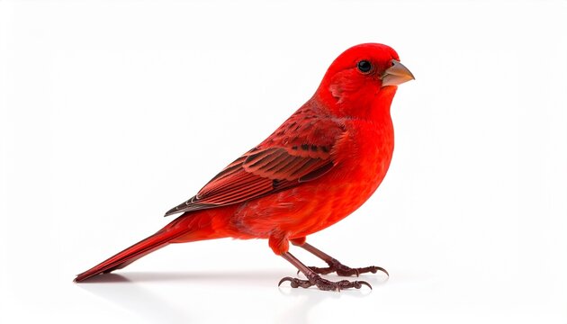 Red canary serinus canaria isolated on white background