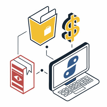 Programming languages icons like Python, JS in 3D