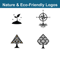 Nature & Eco-Friendly Logos set on white background 