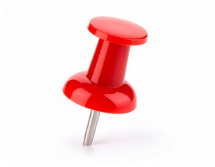 Red pin isolated on white background 