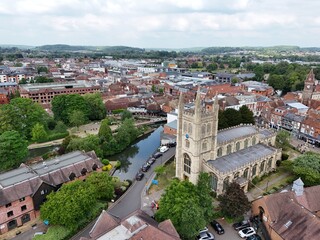 St Nicolas Church Newbury Berkshire England drone,aerial