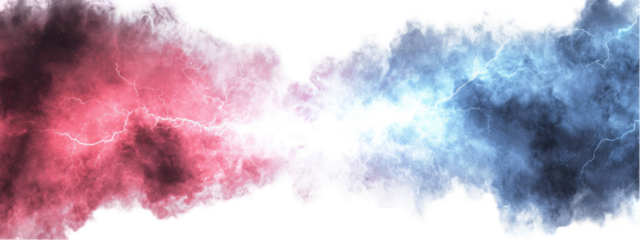 Abstract graphic of opposing clouds with lightning