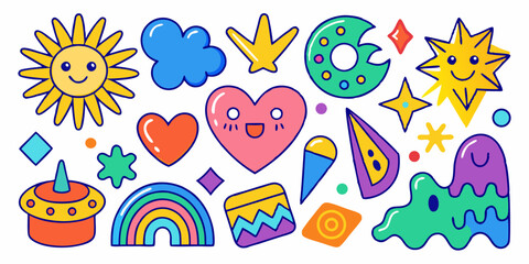 Cute Crayon Style Icons Collection