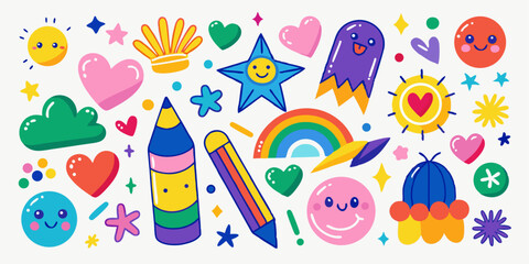 Hand-Drawn Rainbow Doodle Pack