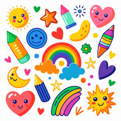 Fototapeta premium Colorful Kids Sticker Elements