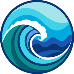 Ocean Wave in Circle Logo Style icon