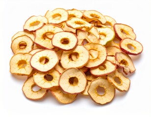 Rings of dried apple isolated on white background