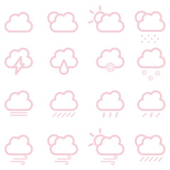 weather icon .set of pink clouds icon