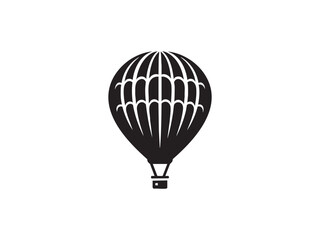 Naklejka premium Hot Air Balloon Silhouette Over Mountains with Clouds – Flight, Serenity, and Landscape Beauty.