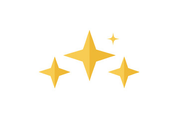 Three golden sparkling stars shining clean vector design