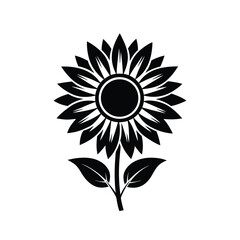 Elegant Sunflower Illustration A Simple Black and White Floral Design for Versatile Creative Projects