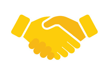 Two yellow hands shaking in agreement partnership illustration
