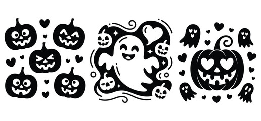 Halloween spooky black cat silhouette is a vector illustration with abstract design elements