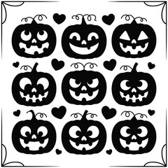 Halloween pumpkin vector icon set illustration with spooky cartoon design