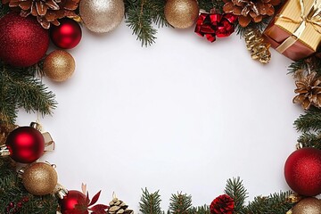 A blank white space surrounded by Christmas decorations stock photo