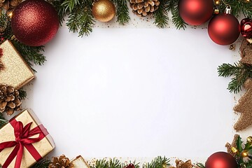 A blank white space surrounded by Christmas decorations stock photo