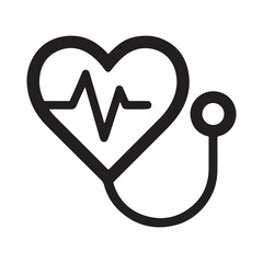Medical healthcare icon stethoscope heart rate monitor and heart